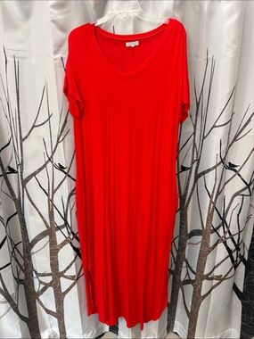 Bold Red V-Neck Maxi Dress